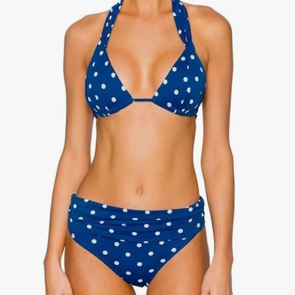 NWT Swim Systems Aloha Banded Bikini Bottoms XS Blue White Delilah Dot